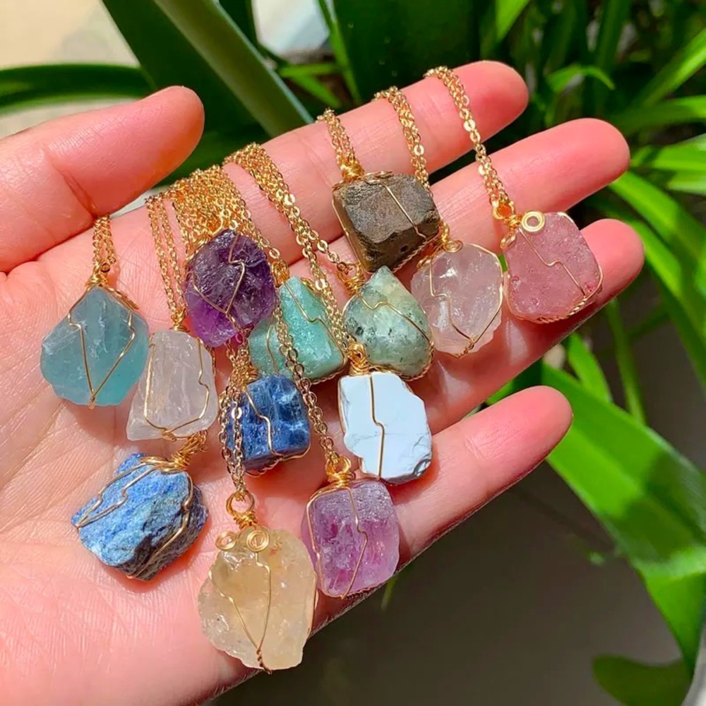 Wire Wrapped Crystal Necklace Jewelry